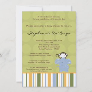 5x7 Safari Friends Baby Shower Invitation