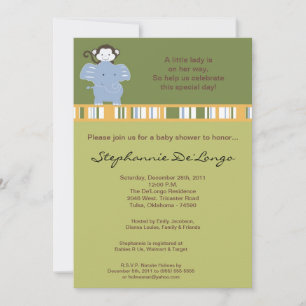 5x7 Safari Friends Baby Shower Invitation