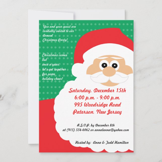 5x7 Santas Beard Chirstmas Invitation (Front)