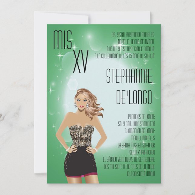 5x7 Sassy Blonde Quinceanera Birthday Invitation (Front)