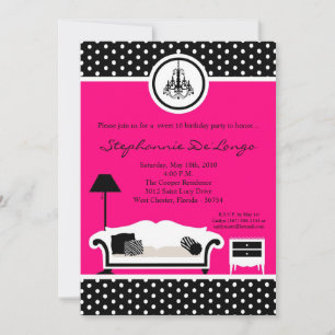 5x7 Sassy Furniture Sweet 16 Birthday Invitation