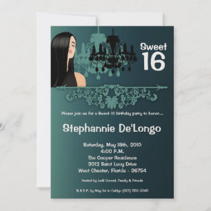5x7 Sassy Girl Sweet 16 Birthday Invitation