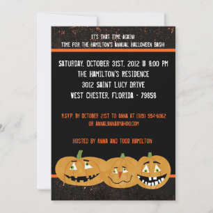 5x7 Scary Pumpkins Halloween Party Invitation