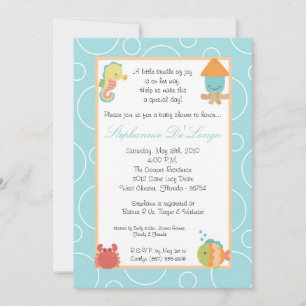 5x7 Sea Life Ocean Fish Baby Shower Invitation