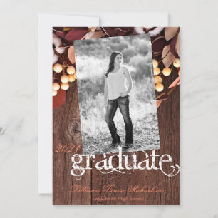 5x7 Senior Announcement Cotton Branch on Dark Wood