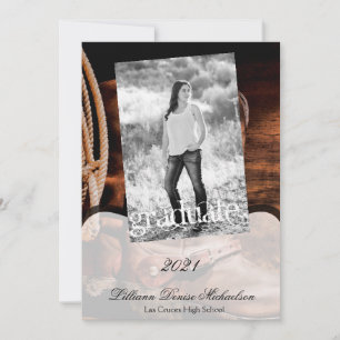 5x7 Senior Announcement Cowboy Boots Barn Wood Rus