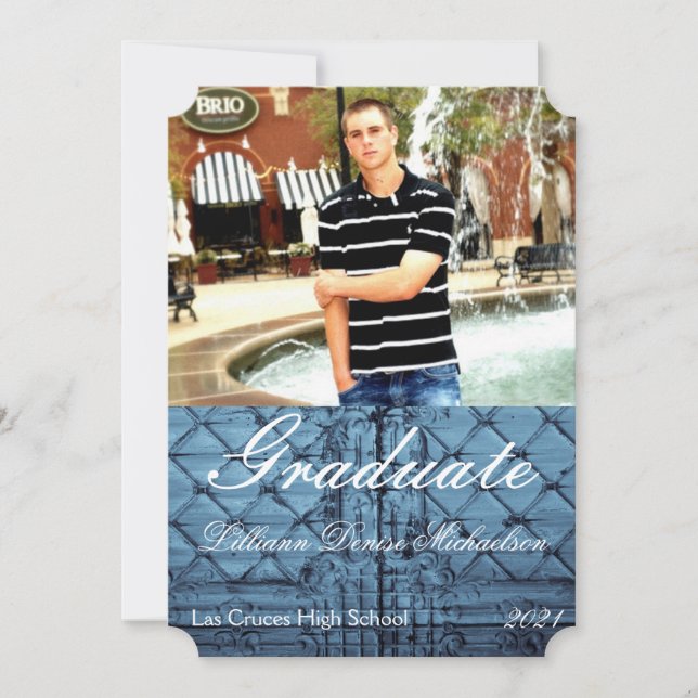 5x7 Senior Announcement Rustic Tin Panel Ceiling C (Front)