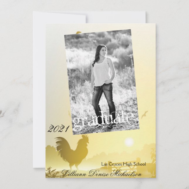 5x7 Senior Announcement Sunny Morning Farm Country (Front)