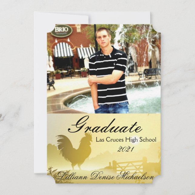 5x7 Senior Announcement Sunny Morning Farm Country (Front)