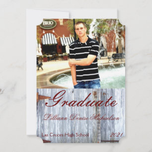 5x7 Senior Announcement White Wash Wood Barn Door