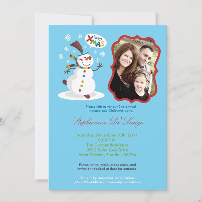5x7 Snowman Snowflake Christmas XMAS Invitation (Front)