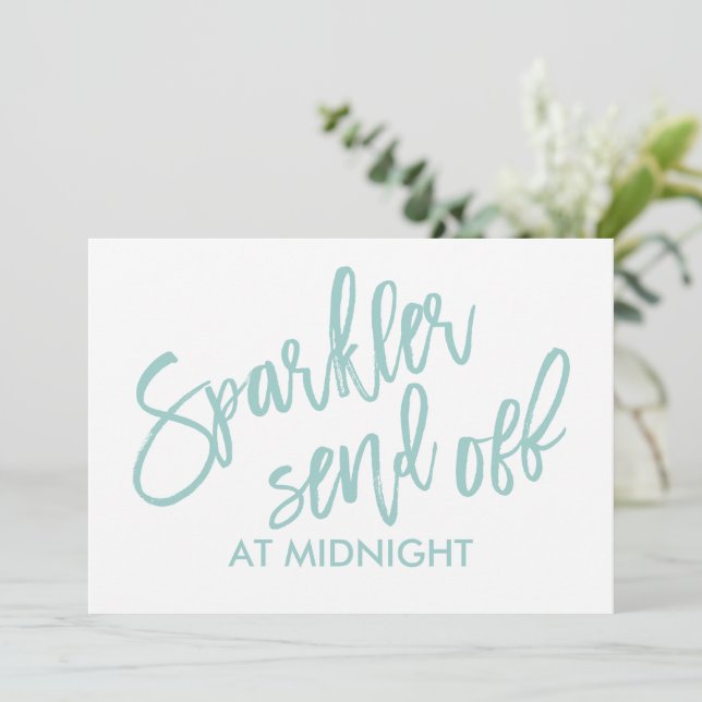 5X7 Sparkler Send-Off Sign-Brush- Light Turquoise Invitation (Standing Front)