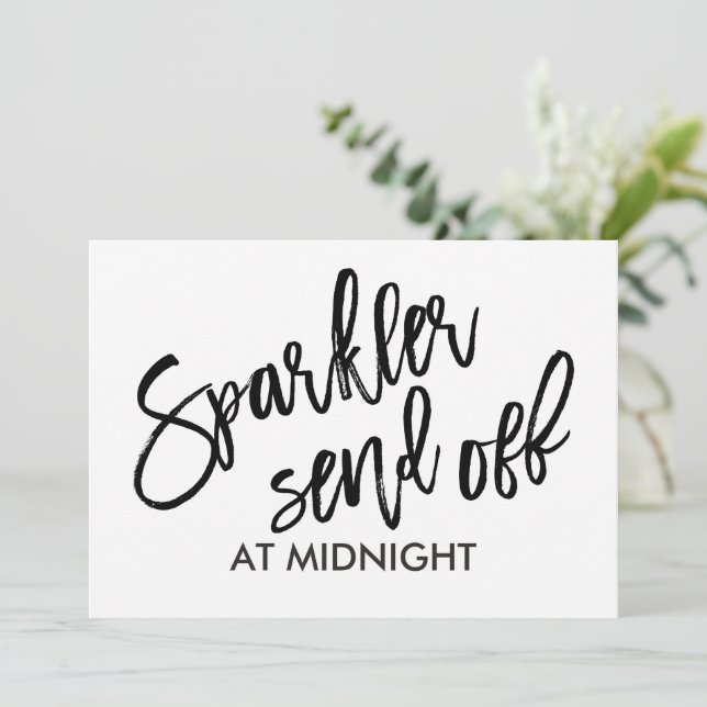 5X7 Sparkler Send-Off Sign | Brush Script (Black) Invitation (Standing Front)