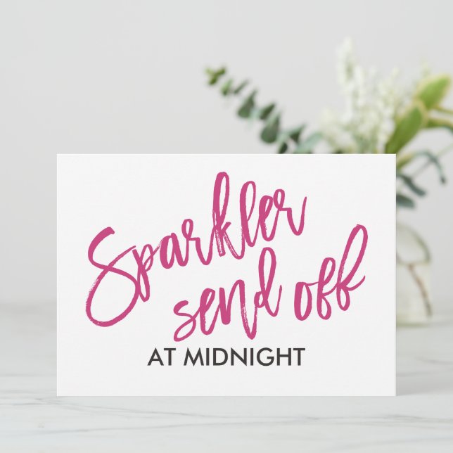 5X7 Sparkler Send-Off Sign-Brush Script (Magenta) (Standing Front)