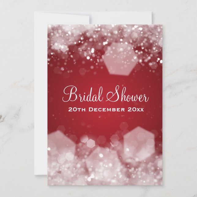5x7 Sparkling Night Red Elegant Bridal Shower Invitation (Front)