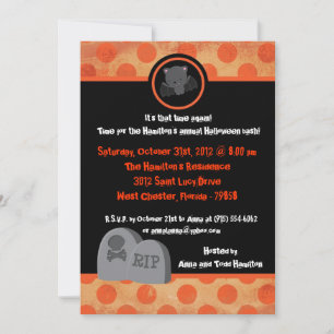 5x7 Spooky Kids Orange Halloween Party Invitation