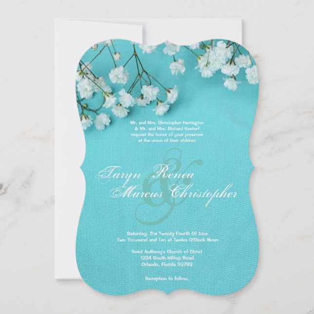 5x7 Spring Babys Breath Flower Wedding Invitation (Front)