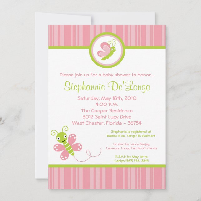 5x7 Spring Bugs Insects Baby Shower Invitation (Front)