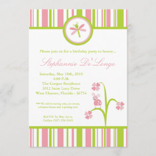 5x7 Spring Bugs Insects Birthday Party Invitation