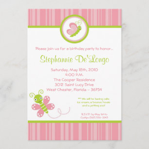 5x7 Spring Bugs Insects Birthday Party Invitation
