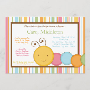5x7 Spring Caterpillar Worm Baby Shower Invitation