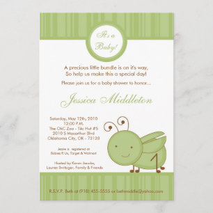 5x7 Spring Grasshopper Baby Shower Invitation
