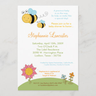 5x7 Spring Honey Bumble Bee Baby Shower Invitation
