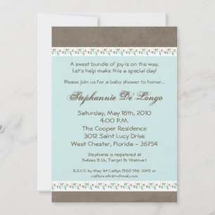 5x7 Spring Time Blue Flower Baby Shower Invitation