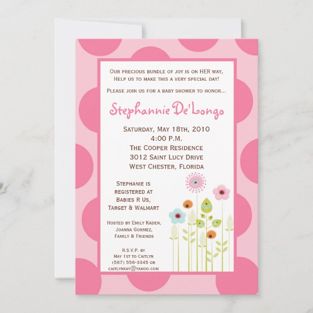 5x7 Spring Time Flower Baby Shower Invitation (Front)