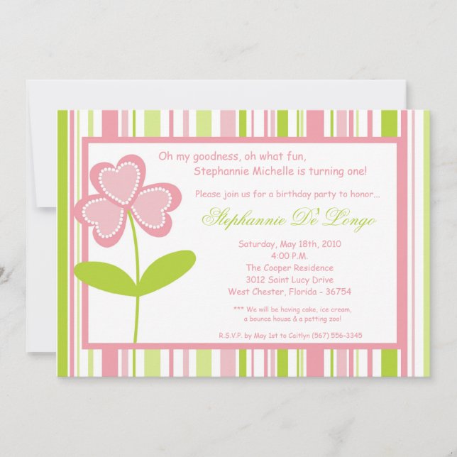 5x7 Spring Time Flower Birthday Party Invitation (Front)