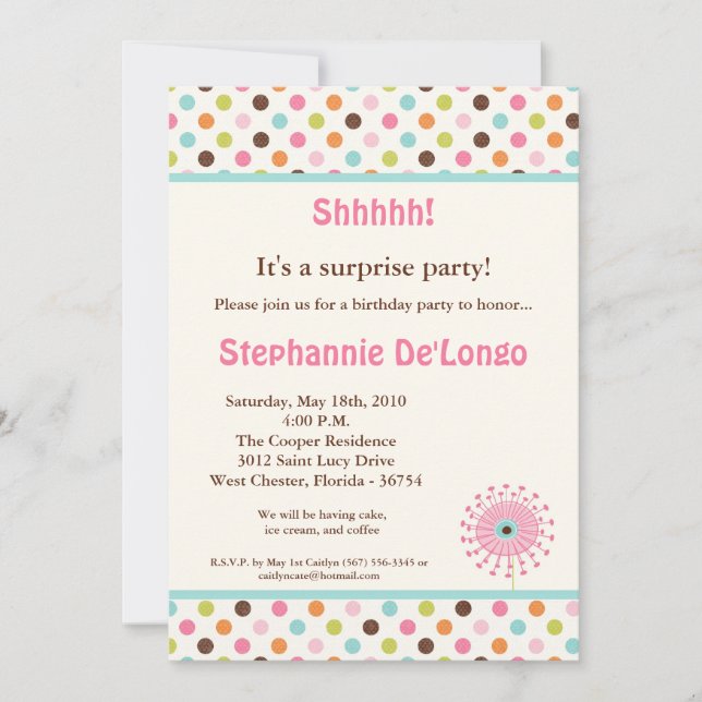 5x7 Spring Time Flowers Birthday Party Invitation (Front)
