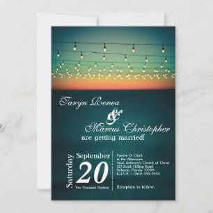 5x7 Sunset String Lights Yard Wedding Invitation