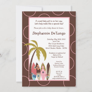 5x7 Surfer Baby Surf Boards Baby Shower Invitation