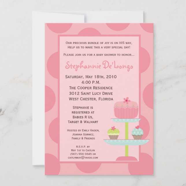 5x7 Sweet Treats Cup Cake Baby Shower Invitation (Front)