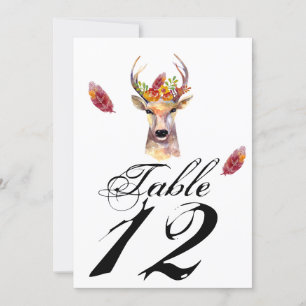 5x7 Table Number Card boho deer Buck Head Browning