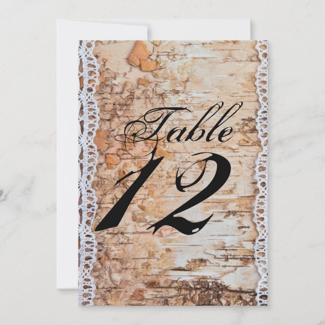 5x7 Table Number Card country barn wood lace trim (Front)