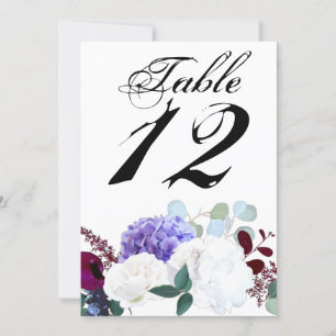 5x7 Table Number Card Lavender Hibiscus on White