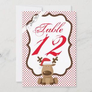 5x7 Table Number Card Reindeer Christmas XMAS Polk