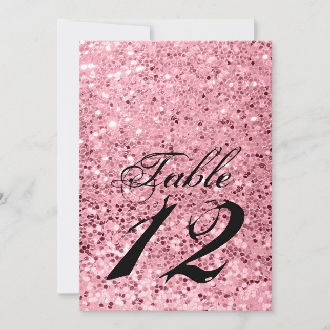5x7 Table Number Card Rose Gold Glitter (Front)