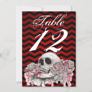 5x7 Table Number Card skull Rose Gothic Chevron re