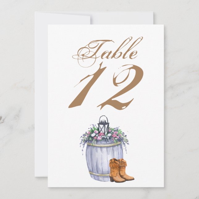 5x7 Table Number Card Summer Country Wedding Rusti (Front)