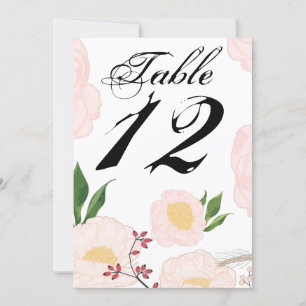 5x7 Table Number Card White Floral Flowers on Whit