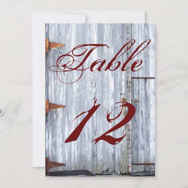 5x7 Table Number Card White Wash Wood Barn Door Co (Front)