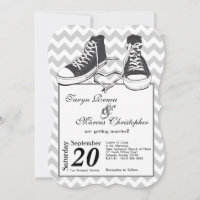 5x7 Teenage Sneakers Chevron Wedding Invitation