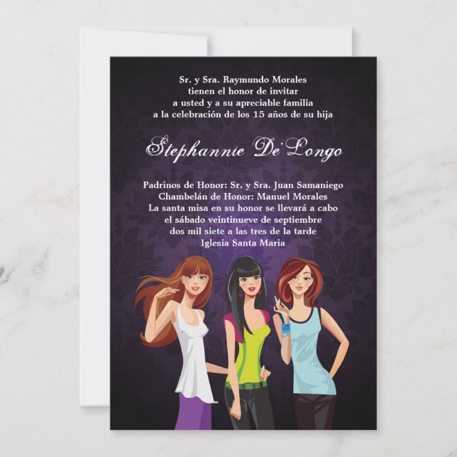 5x7 Teenagers Teen Quinceanera Birthday Invitation (Front)