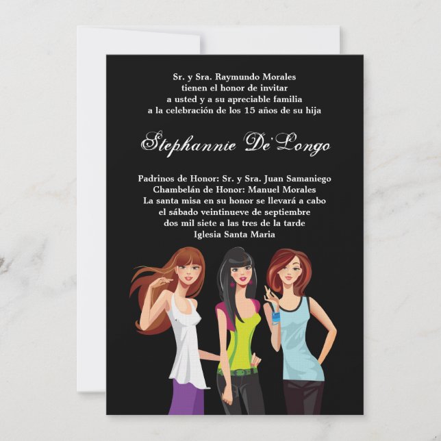 5x7 Teenagers Teen Quinceanera Birthday Invitation (Front)