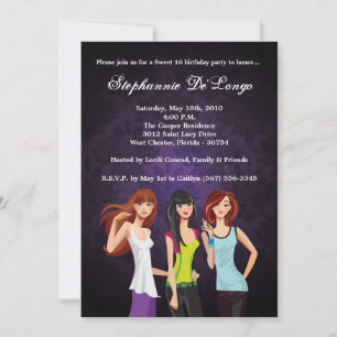 5x7 Teenagers Teen Sweet 16 Birthday Invitation