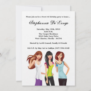 5x7 Teenagers Teen Sweet 16 Birthday Invitation