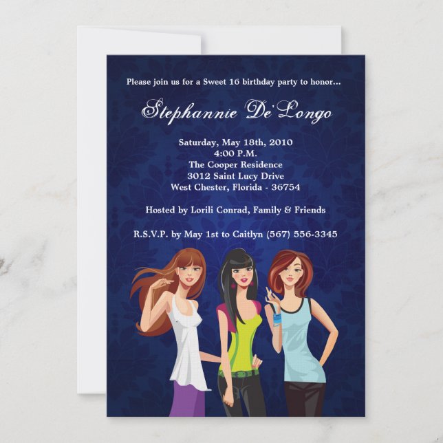 5x7 Teenagers Teen Sweet 16 Birthday Invitation (Front)