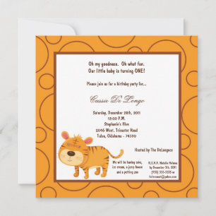 5x7 Tiger Pok-a-Dot Birthday Party Invite